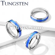 Opal Inlay Center Beveled Edges Tungsten Carbide Rings