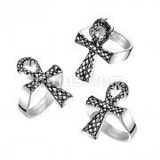 Stainless Steel Cross Ring With Snake Pattern 