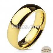 Assorted Sizes of 316L Stainless Steel Gold IP Glossy Mirror Polished Traditional Wedding Band Ring