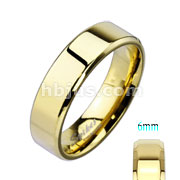 Assorted Sizes of Gold IP Over Stainless Steel Beveled Edge Flat Band Ring
