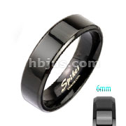 Assored Sizes of Black IP Over Stainless Steel Beveled Edge Flat Band Ring