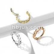High Quality Precision All 316L Surgical Steel Hinged Segment Hoop Rings with Side Facing Hearts
