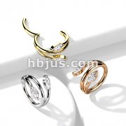 High Quality Precision All 316L Surgical Steel Hinged Segment with Double Vine Marquise CZ Ends