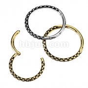 High Quality Precision 316L Surgical Steel Oxidized Lizard Skin Hinged Segment Ring