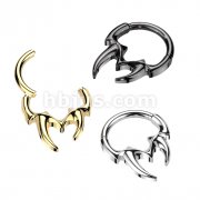 High Quality Precision 316L Surgical Steel Hinged Segment Hoop Ring With Tribal Fangs