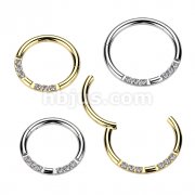 High Quality Precision All 316L Surgical Steel Hinged Segment Ring With Double Forward Facing 3 CNC Set CZ