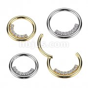 High Quality Precision All 316L Surgical Steel Hinged Segment Hoop Ring With Inner CNC Set Lined CZ