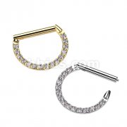 High Quality Precision All 316L Surgical Steel Hinged Segment Ring With Forward Facing CNC Set CZ 