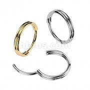 High Quality Precision All 316L Surgical Steel 20ga Hinged Segment Hoop Ring With Double Line