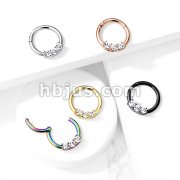 High Quality Precision 3-CZ Set All 316L Surgical Steel Hinged Segment Hoop Rings 