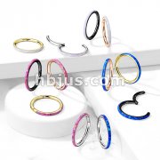 High Quality Precision All 316L Surgical Steel Hinged Segment Hoop Rings with Opal Set Outer Side
