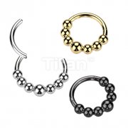 Implant Grade Titanium Hinged Segment Hoop Ring Lined With 7 Beaded Balls