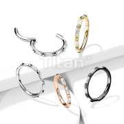 Implant Grade Titanium Hinged Segment Hoop Ring With Outward Facing Baguette CZs