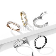 Implant Grade Titanium Hinged Segment Hoop Ring With Double Lined Outward Facing CZs