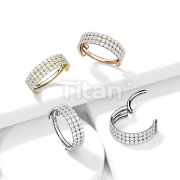 Implant Grade Titanium Hinged Segment Hoop Ring With Triple Lined Outward Facing CZs