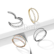 Implant Grade Titanium Hinged Segment Double Hoop Ring Lined With Outward Facing CZs