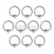 100 Pcs 316L Surgical Steel Captive Bead Rings with Clear Ge Set Ball Bulk Pack