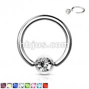 Press Fit Gem Ball 316L Surgical SteelCaptive Bead Ring  