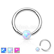 Synthetic Opal Stone 316L Surgical Steel Captive Bead Ring