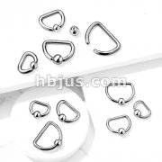 D Shaped 316L Surgical Steel Captive Bead Ring