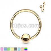 One Side Fixed Ball Ring IP Over 316L Surgical Steel For Ear Cartilag, Nose and More