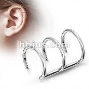 Triple Closure Ring 316L Surgical Steel Fake Non-Piercing Cartilage 'Clip-On' 