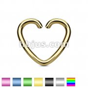 Heart Cut Ring IP Plated Over 316L Surgical Steel for Cartilage/Tragus/Daith and More
