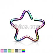 Single Closure Star Ring Titanium IP Over 316L Stainless Steel Fake Non-Piercing Cartilage 