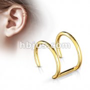 Double Closure Ring Gold IP Over 316L Surgical Steel Fake Non-Piercing Cartilage 'Clip-On' 