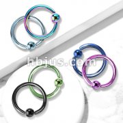 Captive Bead Ring Titanium Ion Plated Over 316L Surgical Stainless Steel 