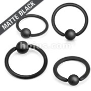 316L Surgical Steel Matte Black IP Captive Bead Ring