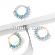 Turquoise and CZ Double Lined Bendable Hoops for Ear Cartilage, Daith, Nose Septum and More