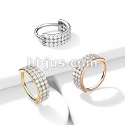 Triple Lined Half Circle with Embedded CZ Bendable Hoop