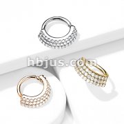 3 CZ Lined Angled Plate Bendable Hoop for Septum, Daith, Ear Cartilage, and More