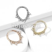 Heart Filigree with Mini CZ Details Bendable Hoop for Daith, Cartilage Septum and More