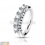 316L Surgical Steel Bendable Hoop Ring With 5 Lined CZ