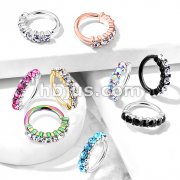 7 Gem Lined Set 316L Surgical Steel Bendable Hoop Rings for Ear Cartilage, Eyebrow, Nose and More