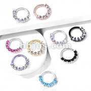 7 Gem Front Facing Set All 316L Surgical Steel Bendable Hoop Rings for Ear Cartilage, Daith, Nose Septum and More
