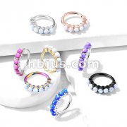 7 Opal Lined Set All 316L Surgical Steel Bendable Hoop Rings for Ear Cartilage, Eyebrow, Nose and More