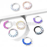 7 Opal Front Facing Set All 316L Surgical Steel Bendable Hoop Rings for Ear Cartilage, Daith, Nose Septum and More