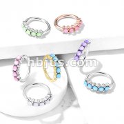 5 Iluminating Stones Lined Set All 316L Surgical Steel Bendable Hoop Rings for Ear Cartilage, Eyebrow, Nose and More