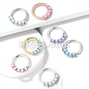 5 Illuminating Stones Front Facing Set All 316L Surgical Steel Bendable Hoop Rings for Nose Septum, Ear Cartilage, Daith and More