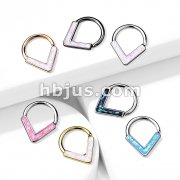 Opal GlitterChevron Front Facing All 316L Surgical Steel Bendable Hoop Ring for Daith, Cartilage, Nose Septum and More