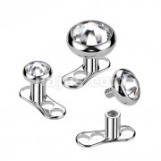 20 Set of Implant Grade Titanium Single Piece 3 Hole 2.5mm Height Dermal Anchor With 316L Surgical Steel Gem Top