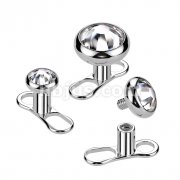 20 Set of Implant Grade Titanium Single Piece 2 Hole 2.5mm Height Dermal Anchor With 316L Surgical Steel Gem Top