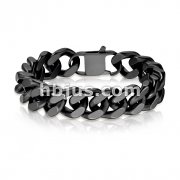 Matte Black IP Stainless Steel Square Curb Chain Bracelet
