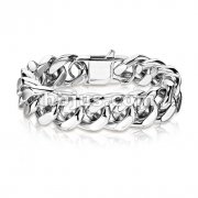Stainless Steel Hand Polished SquareCurb Chain Bracelet