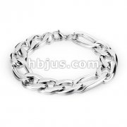 Combination of Small and Large Links Stainless Steel Chain Bracelet with Lobster Clasp
