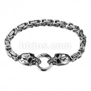 Stainless Steel Braided Chain Link With Skull Ends Bracelet