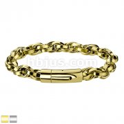 Stainless Steel Multilink Rope Chain Bracelet With Catch Lock Clasp 